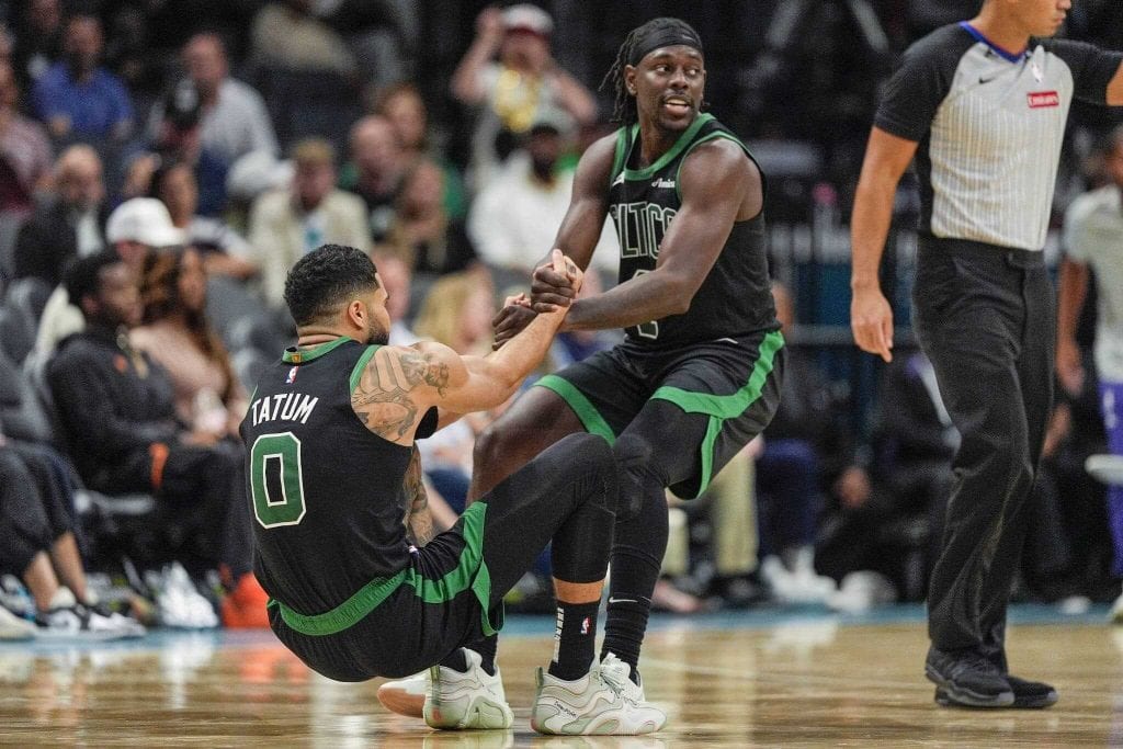 The Boston Celtics Jrue Holiday Jayson Tatum