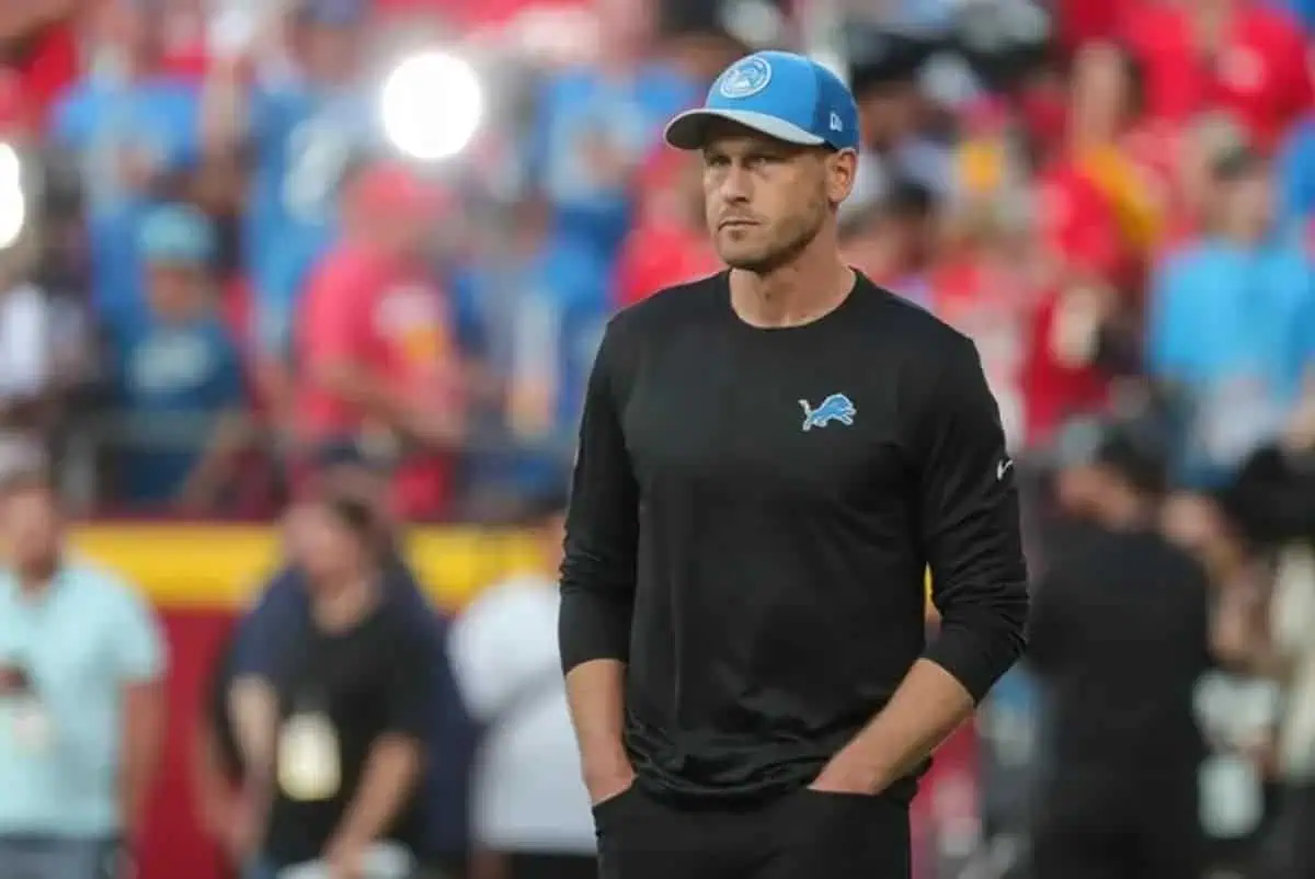 Detroit Lions offensivo coordinator Ben Johnson, Graham Glasgow