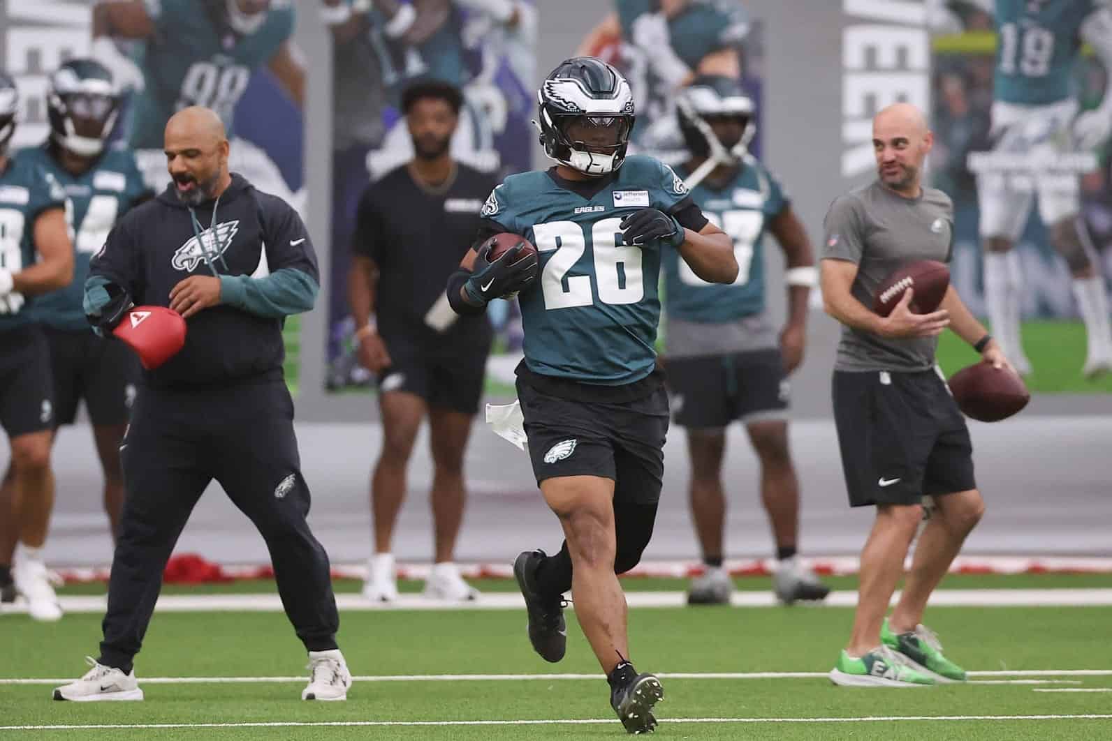 Barkley at 2025 Eagles OTAs