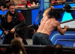 WORCESTER – WWE star Karrion Kross repeatedly strikes Drew McIntyre with a whip during “WWE Friday Night SmackDown” at the
