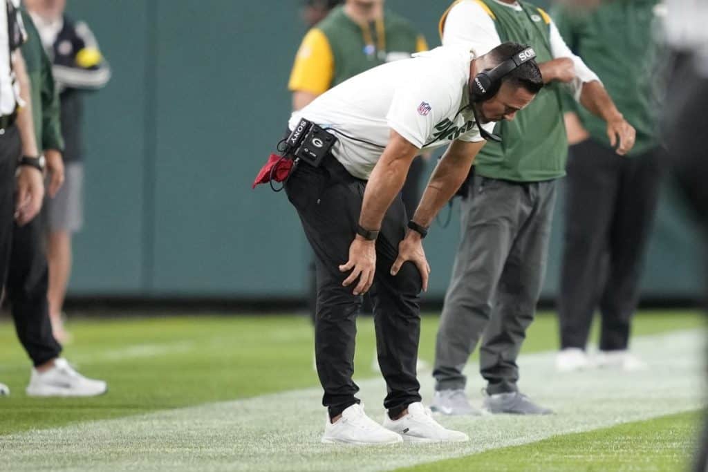 Green Bay Packers Matt LaFleur in a preseason game against the New York Jets