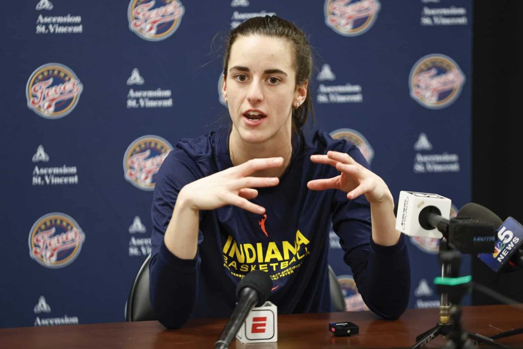 Fever vs. Aces Game 3: Indiana Fever guard Caitlin Clark during a WNBA game against the Chicago Sky