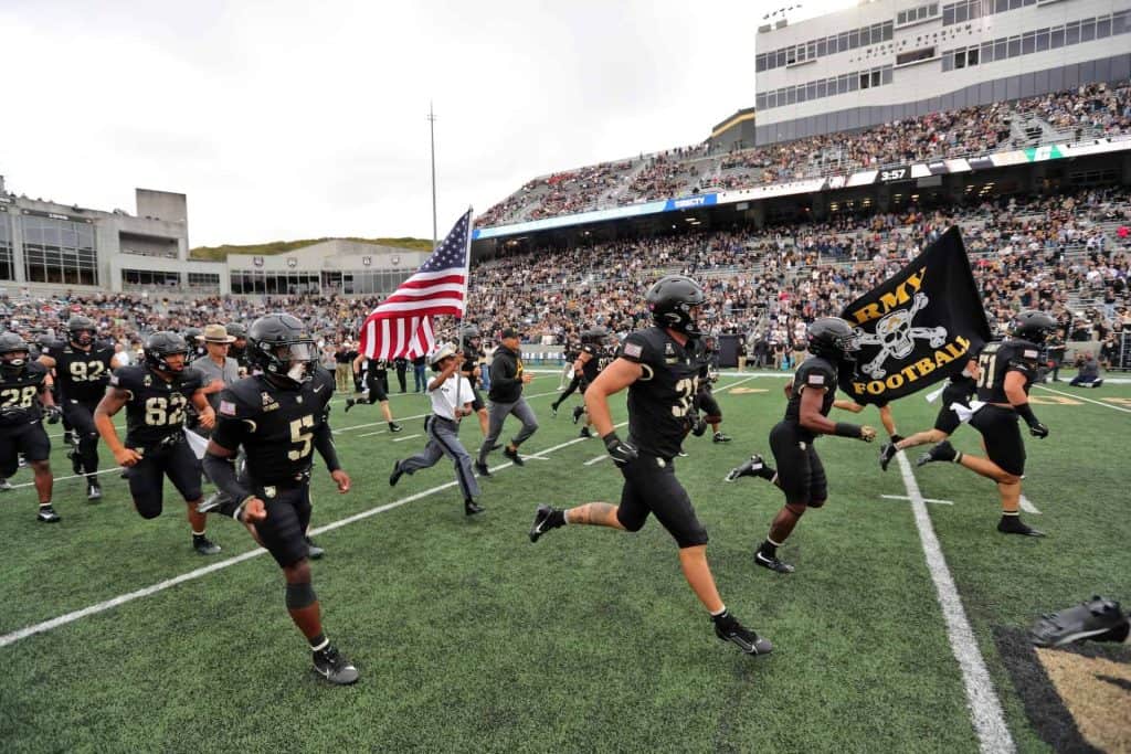 The Army Black Knights take the field before the start of their game vs the Charlotte 49ers. Image by: Danny Wild-Imagn Images