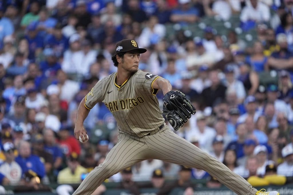 San Diego Padre starting pitcher yu Darvish in action against the Chicago Cubs