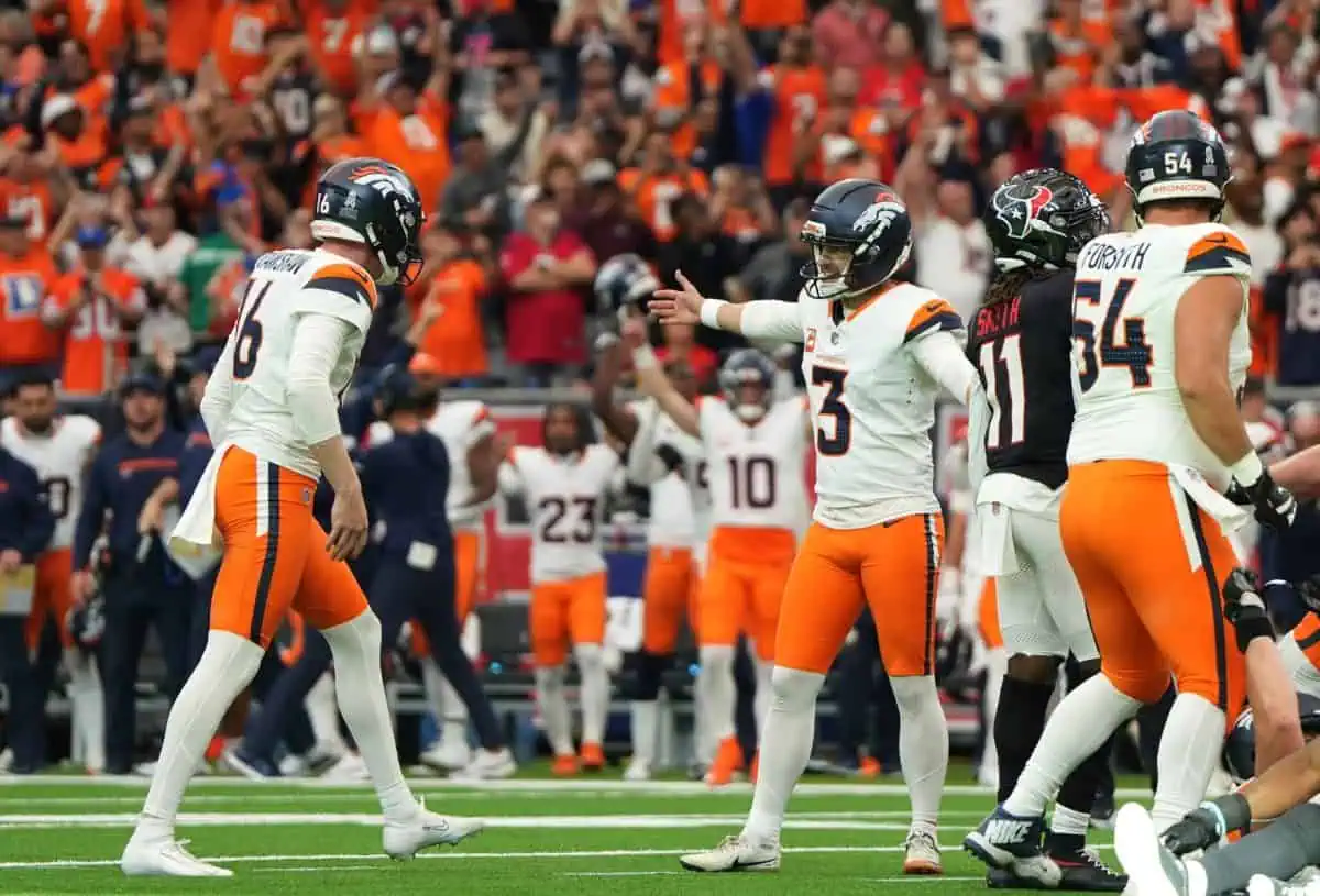 Denver Broncos beat the Houston Texans, Will Lutz