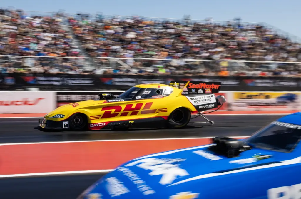 Mark Pawuk; Sep 27, 2025; Madison, IL, USA; NHRA funny car driver J.R. Todd during qualifying for the Midwest Nationals at World Wide Technology Raceway. Mandatory Credit: Mark J. Rebilas-Imagn Images