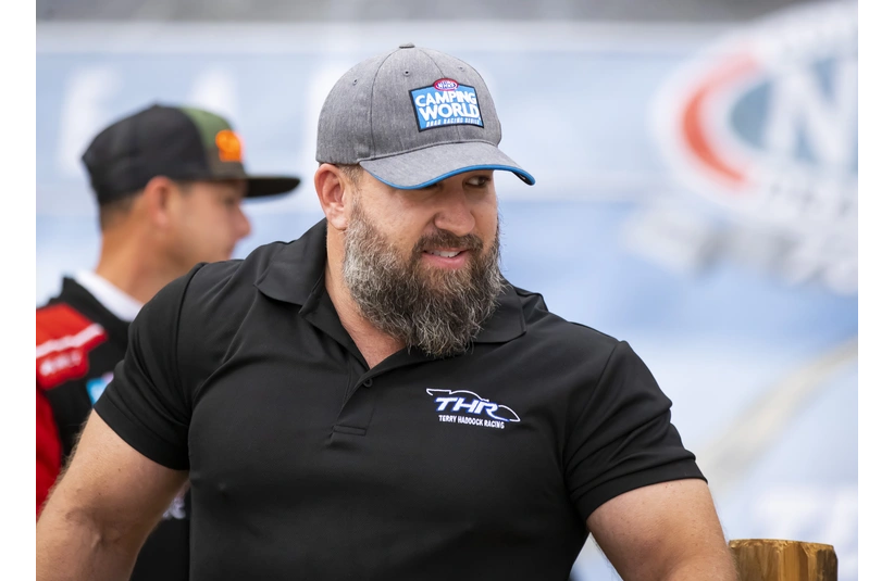 Oct 10, 2021; Ennis, TX, USA; NHRA top fuel driver Buddy Hull during the Fall Nationals at the Texas Motorplex.