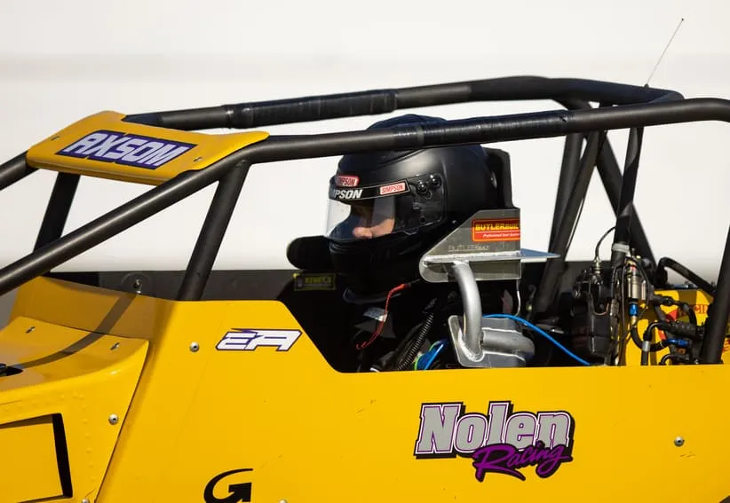 May 26, 2023; Clermont, Indiana, USA; USAC Silver Crown driver Emerson Axsom (20) during the Carb Night Classic at Indianapolis Raceway Park.