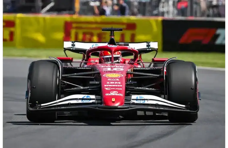 .Jun 15, 2025; Montreal, Quebec, Canada; Ferrari driver Charles Leclerc (16) during the F1 Canadian Grand Prix at Circuit Gilles-Villeneuve.
