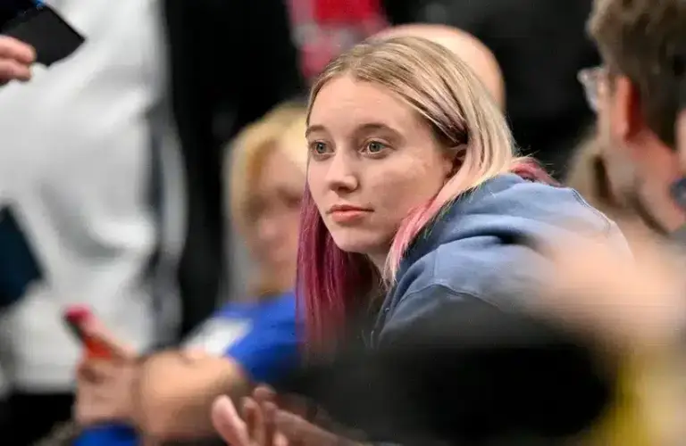 Unrivaled's Newest Star Paige Bueckers watches Mavs vs Knicks earlier in NBA Season