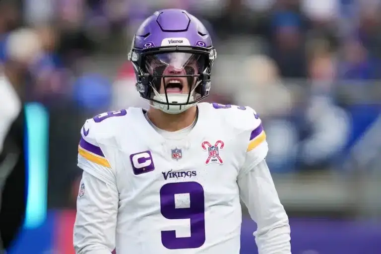 J.J. McCarthy trade: quarterback J.J. McCarthy in a Minnesota Vikings uniform