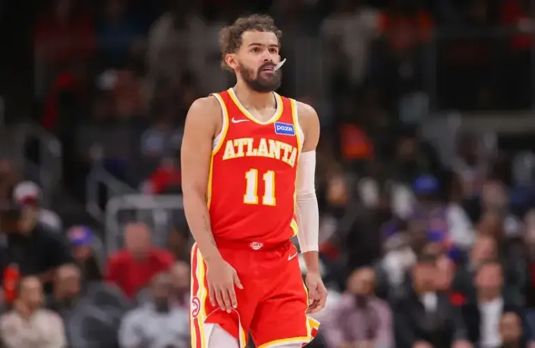 Former Atlanta Hawks and now Washington Wizards point guard Trae Young (11) in action against the New York Knicks in the fourth quarter