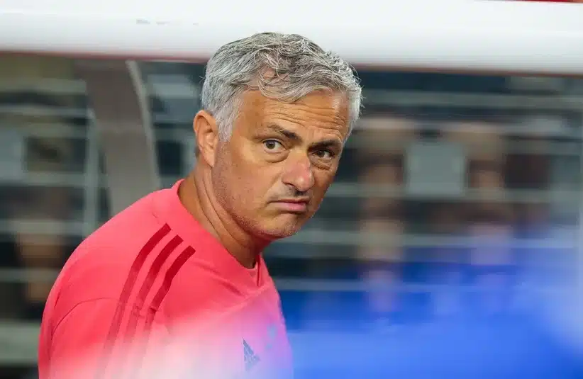 Jose Mourinho looking at the pitch