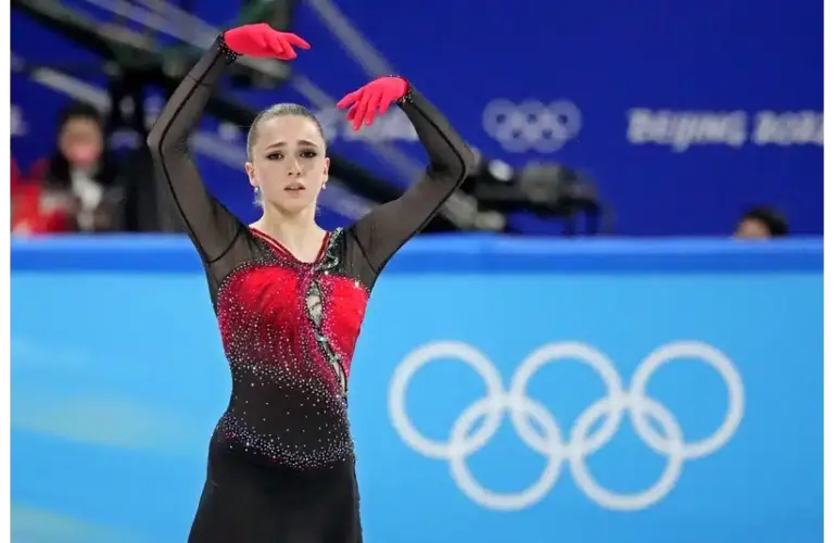 Feb 17, 2022; Beijing, China; Kamila Valieva (ROC) in the women s figure skating free program during the Beijing 2022 Olympic Winter Games at Capital Indoor Stadium.