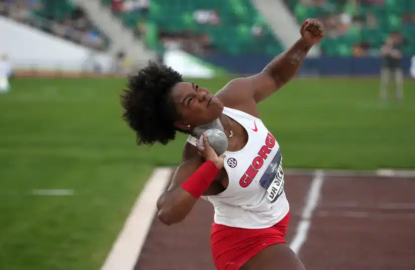 Ana Da Silva of Georgia places 10th in the women's shot put at 56-2 3/4 (17.14m) during the NCAA Track and Field Championships at Hayward Field.