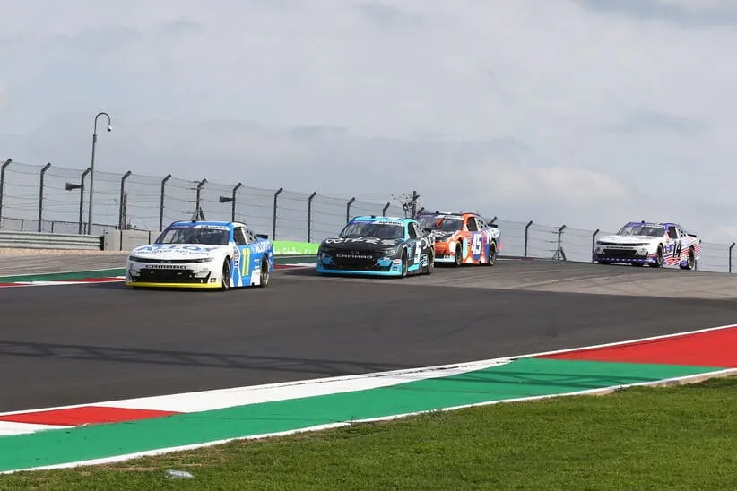 Starting Lineup; Mar 23, 2024; Austin, Texas, USA; NASCAR Xfinity Series driver Josh Williams (11), driver Anthony Alfredo (5) and driver Brad Perez (45) during the Focused Health 250 at Circuit of the Americas.