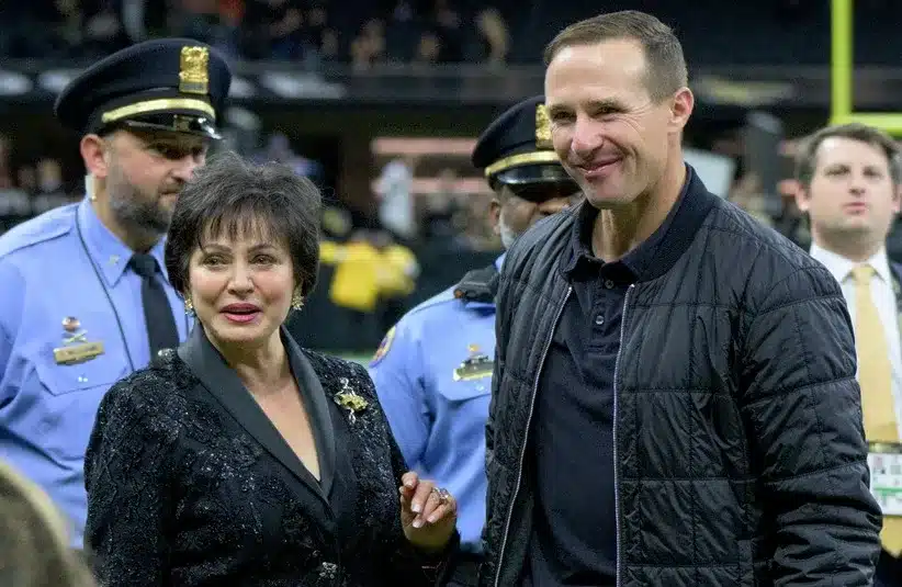 New Orleans Pelicans and Saints owner Gayle Benson and former New Orleans Saints quarterback Drew Brees
