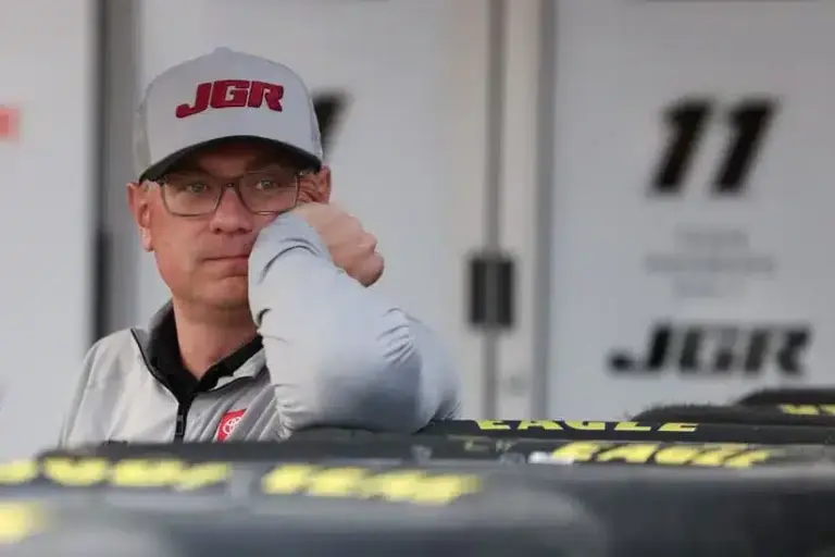 Oct 25, 2025; Martinsville, Virginia, USA; Joe Gibbs Racing competition director Chris Gabehart before NASCAR Cup Series Xfinity 500 Practice and Qualifying at Martinsville Speedway.