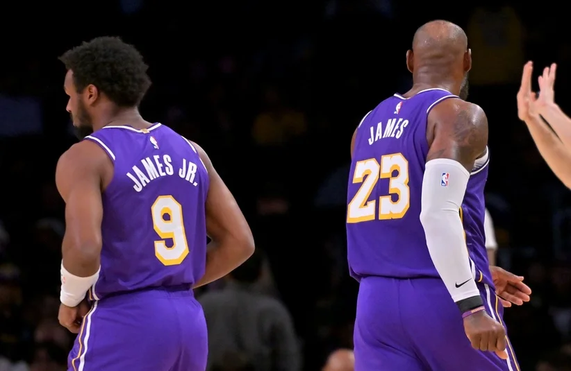 Los Angeles Lakers Bronny James and LeBron James