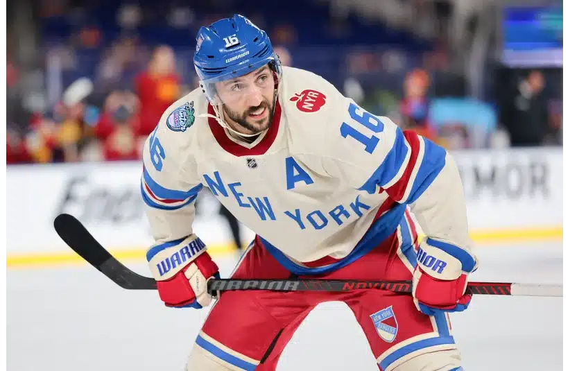 Rangers center Vincent Trocheck waits for a faceoff