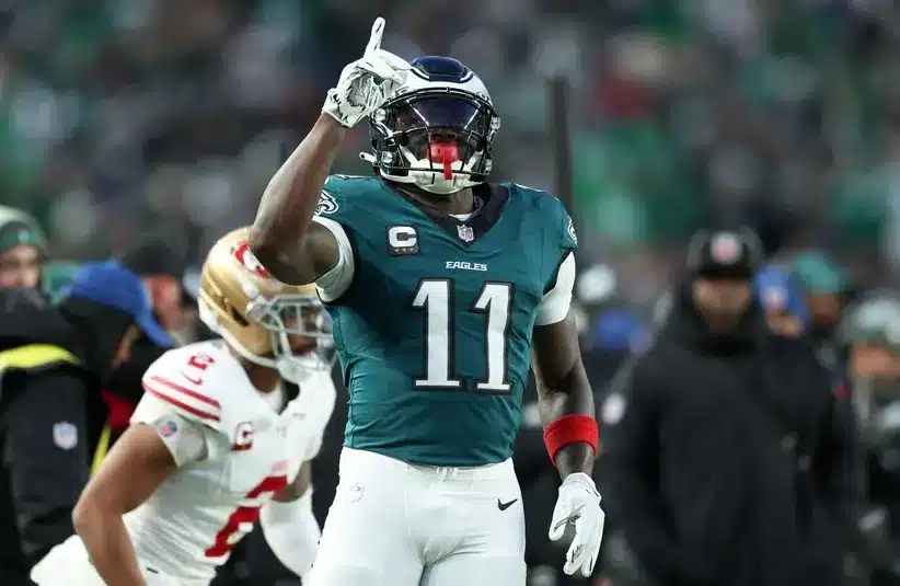 Philadelphia Eagles wide receiver A.J. Brown (11) will be a focus for the Patriots.