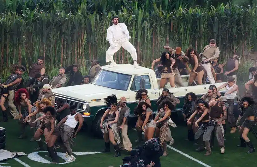 Recording artist Bad Bunny performs at halftime Super Bowl LX.