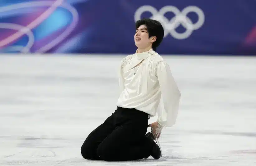 Junhwan Cha of South Korea competes in the men’s singles free program during the Milano Cortina 2026 Olympic Winter Games at Milano Ice Skating Arena