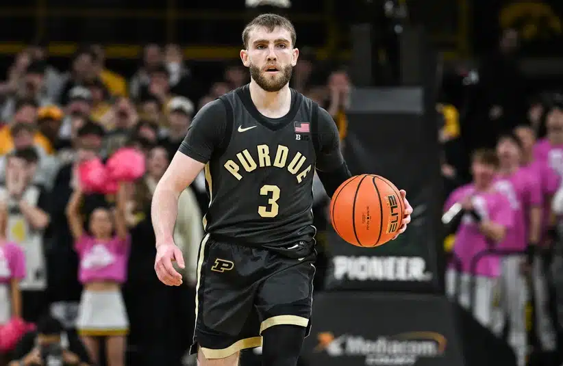 Purdue point guard Braden Smith brings the ball up court.