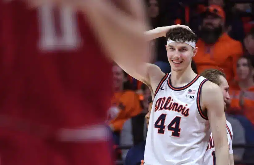 Illinois Fighting Illini forward Zvonimir Ivisic (44) smiles