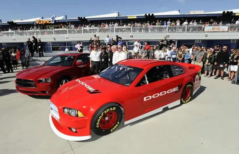 RAM; Mar 11, 2012; Las Vegas, NV, USA; The new Dodge Charger race car is unveiled at a press conference in the garage area before the Kobalt Tools 400 at Las Vegas Motor Speedway.