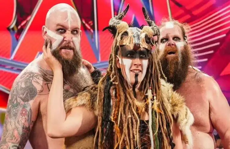 Viking Raiders Tag Team Erik And Ivar With Valhalla (Sarah Logan) On Monday Night Raw