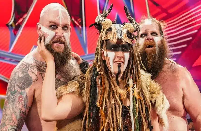 Viking Raiders Tag Team Erik And Ivar With Valhalla (Sarah Logan) On Monday Night Raw
