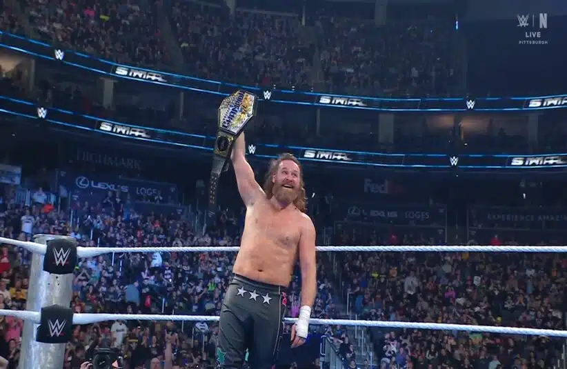 Sami Zayn on Smackdown after winning U.S Title.