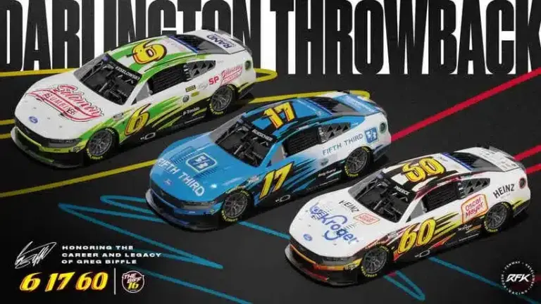 RFK Racing Tribute Paint Schemes To Honor The Late Greg Biffle at Darlington.