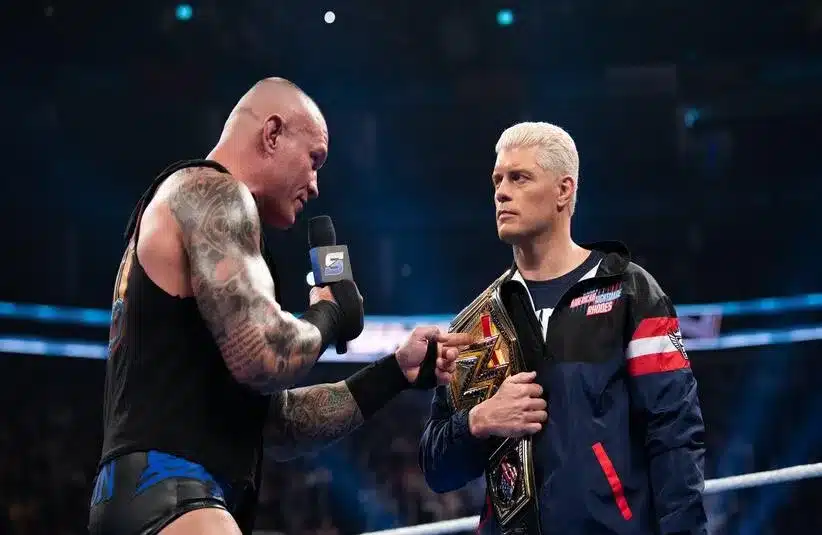 Randy Orton Pointing To Cody Rhodes Championship Belt on Smackdown