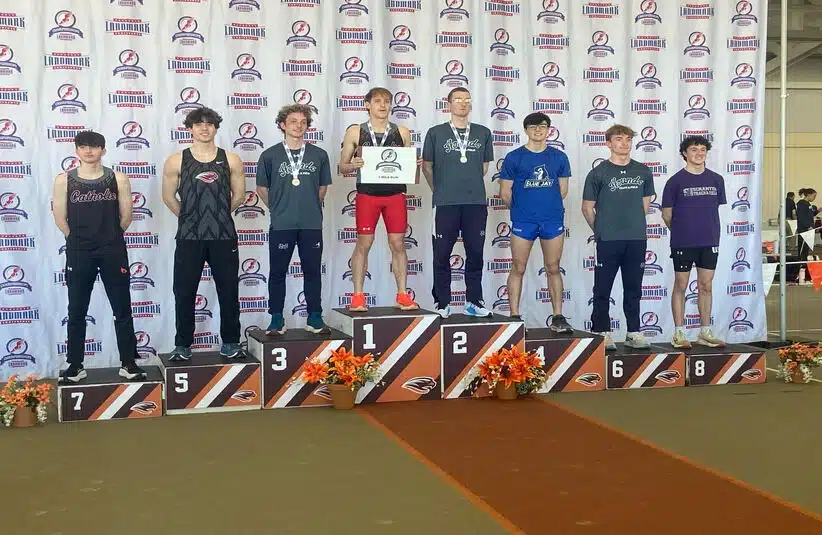 Feb. 28 Catholic University occupies 2 spots on Men's Mile winner's Podium.