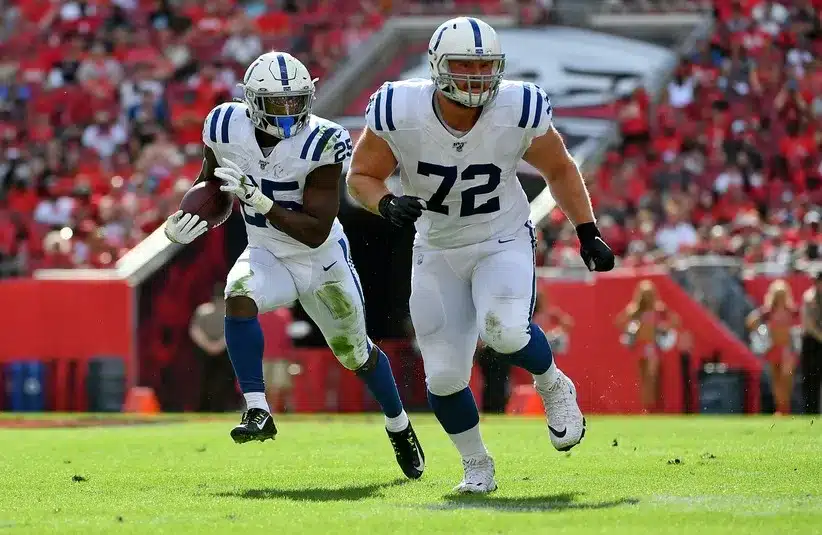 Indianapolis Colts offensive tackle Braden Smith (72) blocks