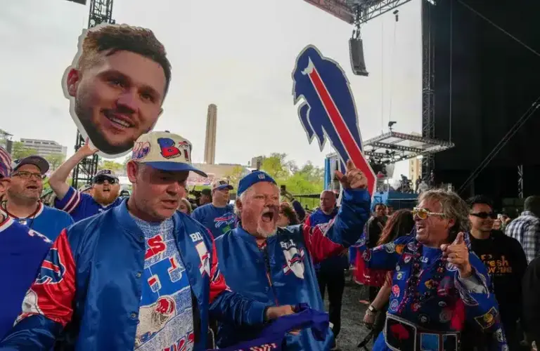 Buffalo Bills fans during the first round of the 2023 NFL Draft at Union Station.