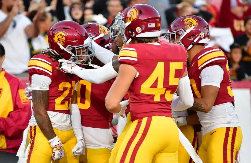 USC Team Celebrating After Greedy Vance Interception