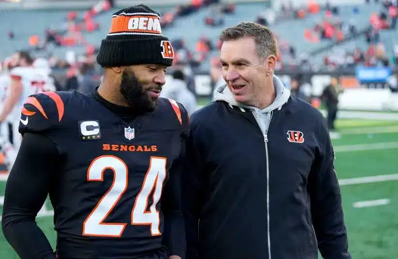 Von Bell and Bengals Defensive Coordinator Lou Anarumo