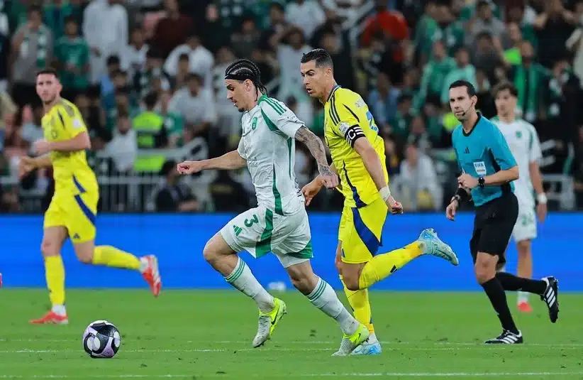 Ronaldo running down the wing