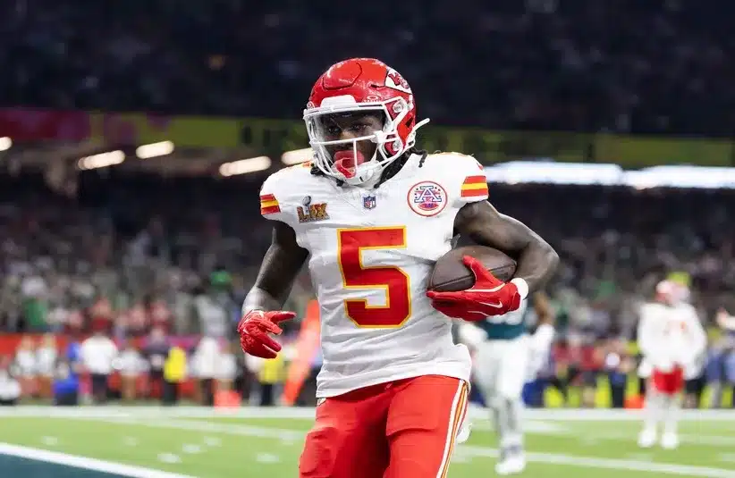 Kansas City Chiefs wide receiver Marquise Brown (5) against the Philadelphia Eagles in Super Bowl LIX
