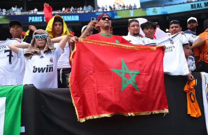 Morocco fan with the flag