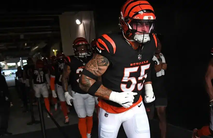 Cincinnati Bengals linebacker Logan Wilson (55) in the tunnel