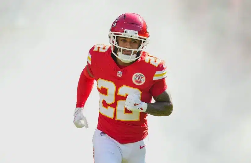 Kansas City Chiefs cornerback Trent McDuffie (22) takes the field