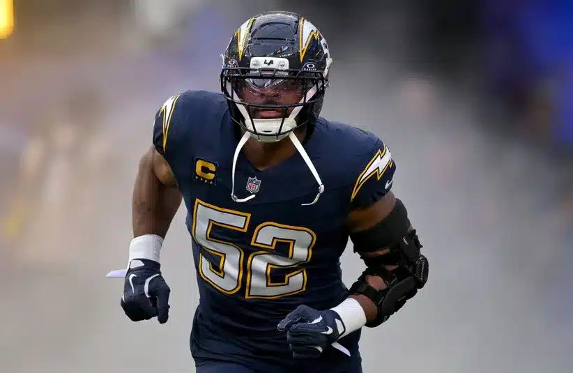 Los Angeles Chargers outside linebacker Khalil MacK (52) is introduced