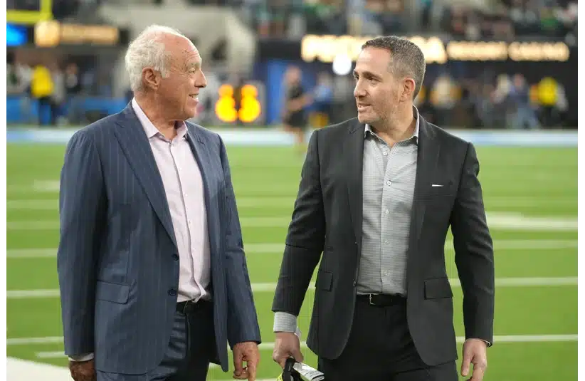 Jeffrey Lurie and Howie Roseman before Eagles vs Chargers Game last season