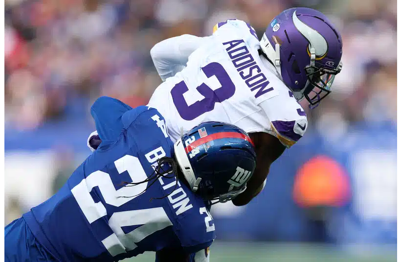 Jordan Addison making a catch against Buffalo