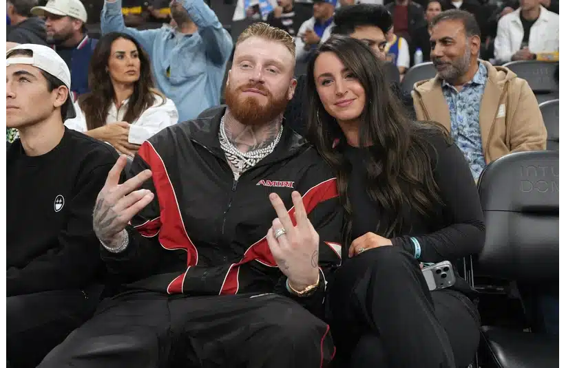 Maxx Crosby and His Wife watching the Los Angeles Clippers Game in January