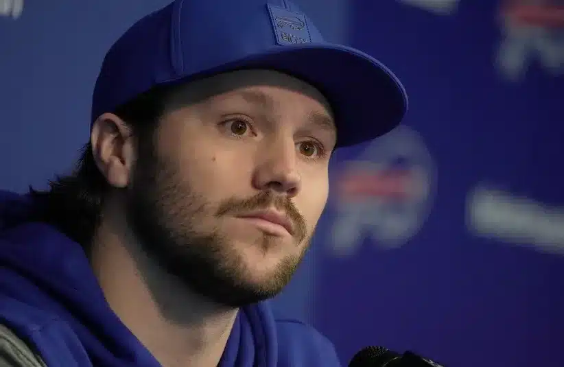 Bills quarterback Josh Allen answers a range of questions after the press conference